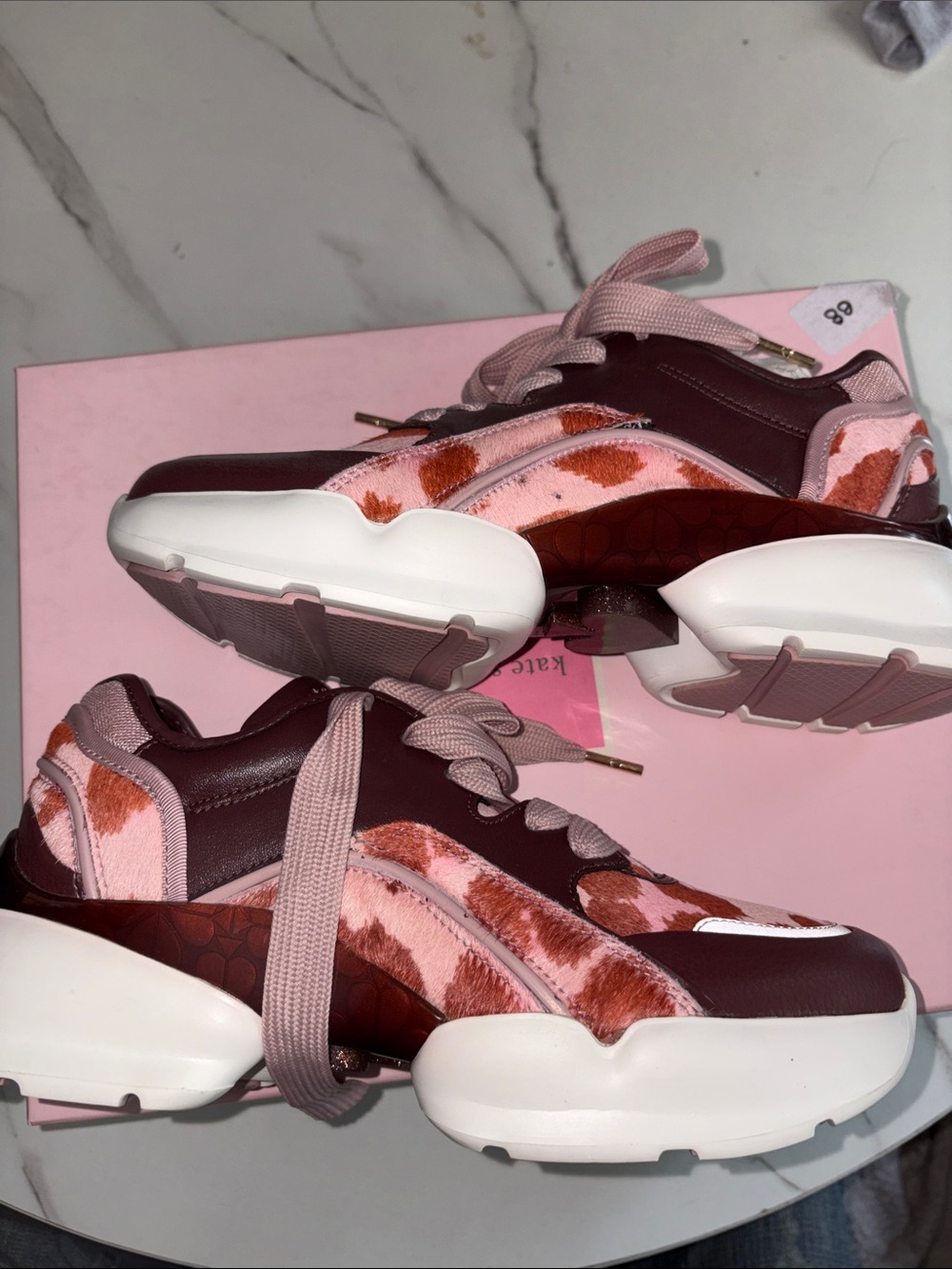 kate spade Pink, Burgundy & Orange Chunky Platform Sneakers - Picture 3 of 10